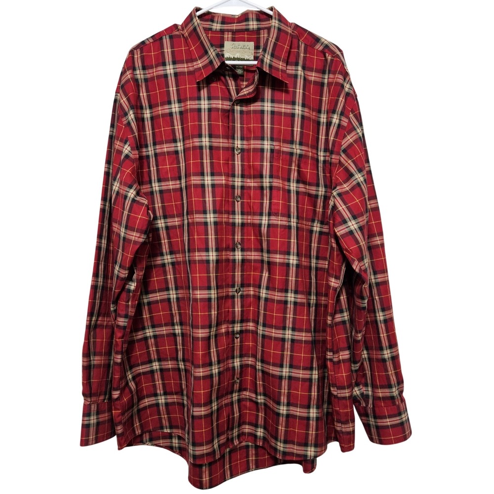 Cabela's Outfitter Series Men's XL Red  Green Plaid Long Sleeve Button‎ Up